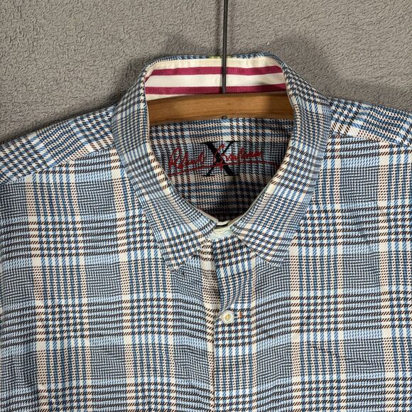 Robert Graham Shirt Men’s Size 2XL Houndstooth Plaid Flipcuff Mixed Media Luxury - Picture 5 of 16